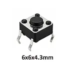 6x6x4.3 mm DIP Tact Switch 4 Pin Anlık Basmalı Buton