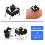 6x6x4.3 mm DIP Tact Switch 4 Pin Anlık Basmalı Buton