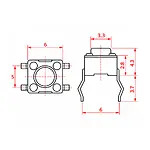 6x6x4.3 mm DIP Tact Switch 4 Pin Anlık Basmalı Buton