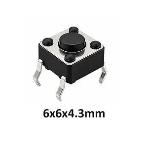 6x6x4.3 mm DIP Tact Switch 4 Pin Anlık Basmalı Buton