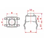 6x6x6 mm DIP Tact Switch 4 Pin Anlık Basmalı Buton