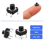 6x6x7 mm DIP Tact Switch 4 Pin Anlık Basmalı Buton