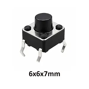 6x6x7 mm DIP Tact Switch 4 Pin Anlık Basmalı Buton