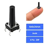 6x6x14 mm DIP Tact Switch 4 Pin Anlık Basmalı Buton