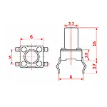 6x6x16 mm DIP Tact Switch 4 Pin Anlık Basmalı Buton