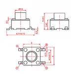 6x6x5 mm SMD Tact Switch 4 Pin Anlık Basmalı Buton