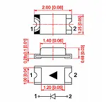 0805 805 SMD LED Diyot 2x1.25 mm Yüzey Montaj Mavi