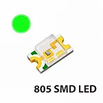 0805 805 SMD LED Diyot 2x1.25 mm Yüzey Montaj Zümrüt Yeşili
