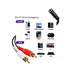2 RCA Erkek - 3,5mm Stereo Dişi Ses Dönüştürücü