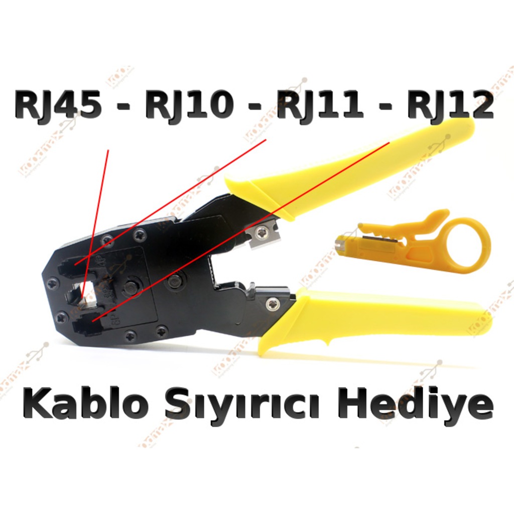 RJ45 RJ11 RJ9 Sıkma Pensesi - Ethernet Cat5 Cat6 Ethernet İnternet Pense - Sarı Renk