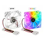 8cm Kasa Fanı - 4 Renk Led Işıklı - Şeffaf - Molex Bağlantı