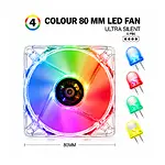 8cm Kasa Fanı - 4 Renk Led Işıklı - Şeffaf - Molex Bağlantı