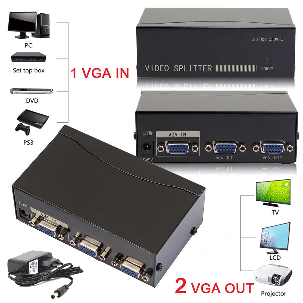 Vga 2Port Monitör Çoklayıcı 200 Mhz Vga Splitter 1 Kasa 2 Monitör
