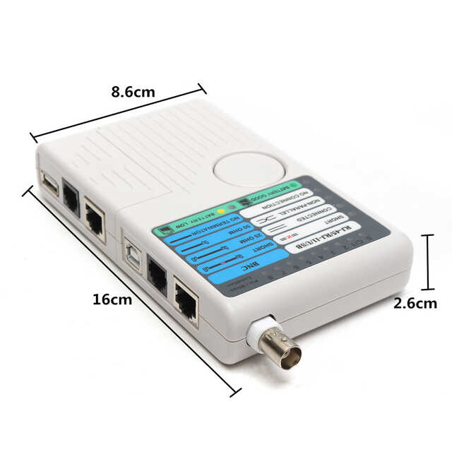 Profesyonel Network Kablo Test Cihazı- 4 in 1 - RJ11 RJ45 BNC USB