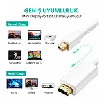 5M Mini Displayport To Hdmi Kablo Çevirici Mini Display Port Hdmi - Beyaz