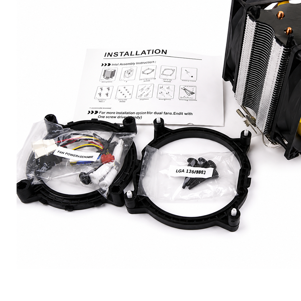 PCCOOLER S90D İşlemci Fanı CPU Soğutucu Intel AMD Uyumlu PWM Çift Fanlı Cooler