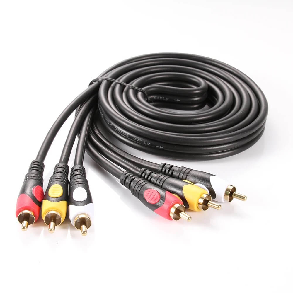 Koodmax - 3RCA Erkek to 3 Rca Lale Tos Scart Kompozit Ses Video Av Kablosu - 1.8 Metre