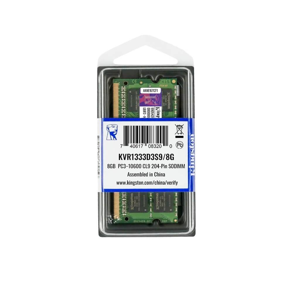 Kingston 8GB DDR3 1333 MHz Notebook Ram Bellek - KVR1333D3S9/8G - 1.5v