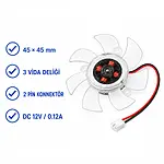 Ekran Kartı Fanı Soğutucu Üzeri 12V / 2 Pin Konnektör - 45mm
