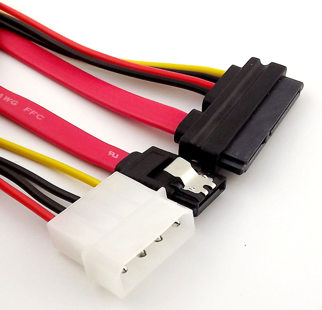 Sata To Sata Kablo 22 Pin To 7 Pin + 4 Pin Molex Power Kablo