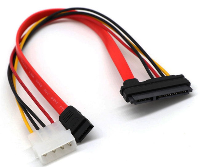 Sata To Sata Kablo 22 Pin To 7 Pin + 4 Pin Molex Power Kablo
