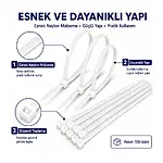 3.6x300Mm - Beyaz - 30Cm Kablo Bağı - Cırt Kelepçe - 100 adet