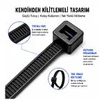 2.5*100mm - Siyah - 10cm Kablo Bağı - 100 Adet Kelepçe