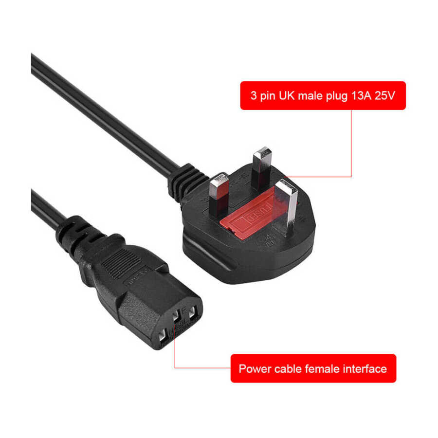 İngiliz Amerikan Power Kablo 3x0.75mm UK USA Elektrik Güç Kablosu - 1.8 mt