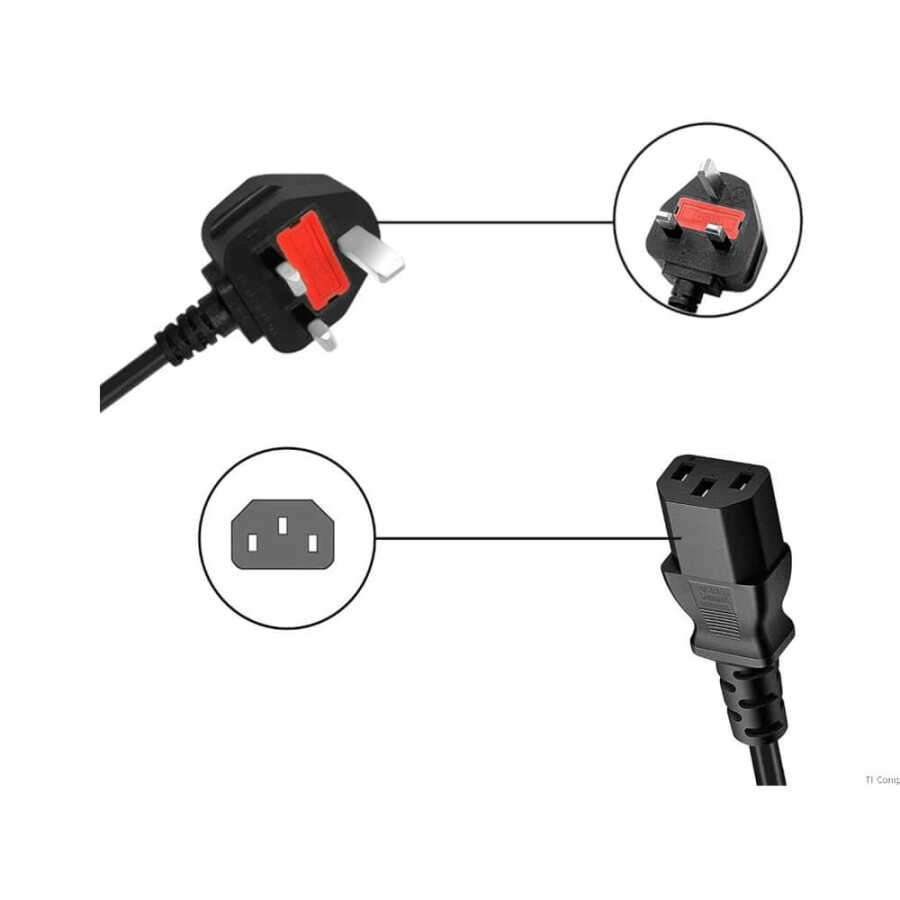 İngiliz Amerikan Power Kablo 3x0.75mm UK USA Elektrik Güç Kablosu - 1.8 mt