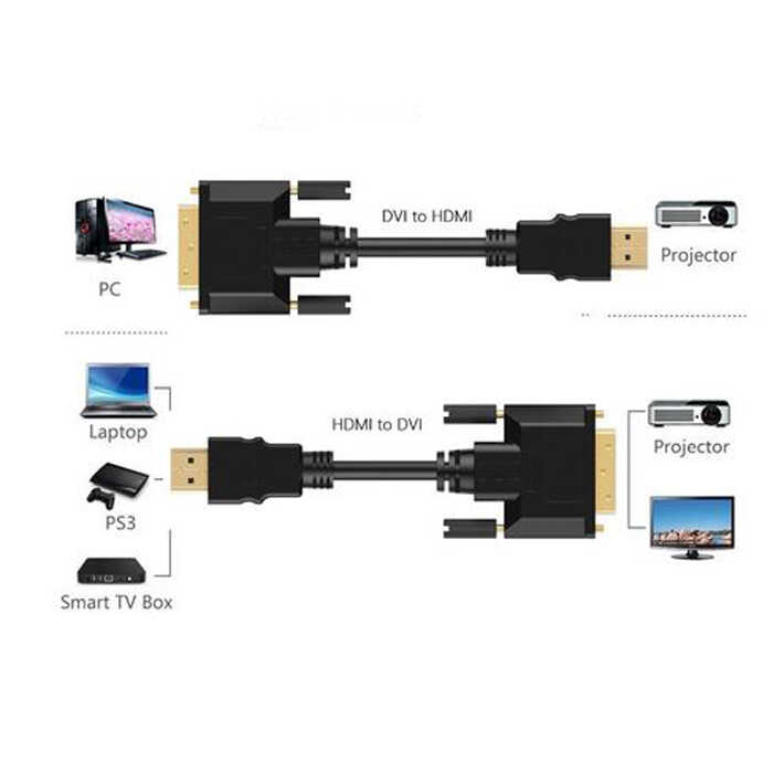 1.8m Hdmi to Dvi 24+1 Dvi to Hdmi Kablo Altın Uçlu