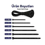 3.6*250mm - Siyah - 25cm Kablo Bağı - Cırt Kelepçe