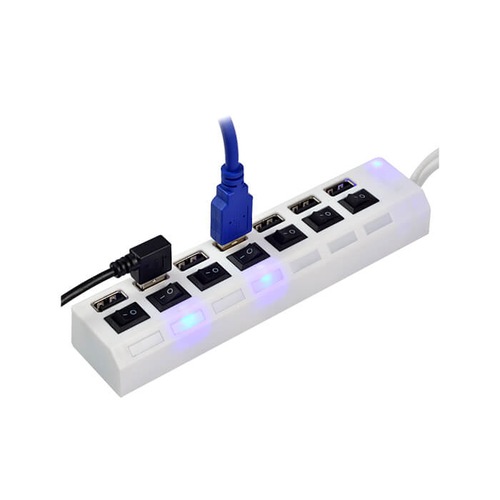 7 Port Usb Hub Çoklayıcı Anahtarlı Switch Işıklı Beyaz Adaptörlü (491059560)
