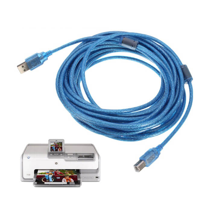 10M Usb Yazıcı Kablosu Kaliteli - Çift Filtreli - Mavi - Usb 2.0