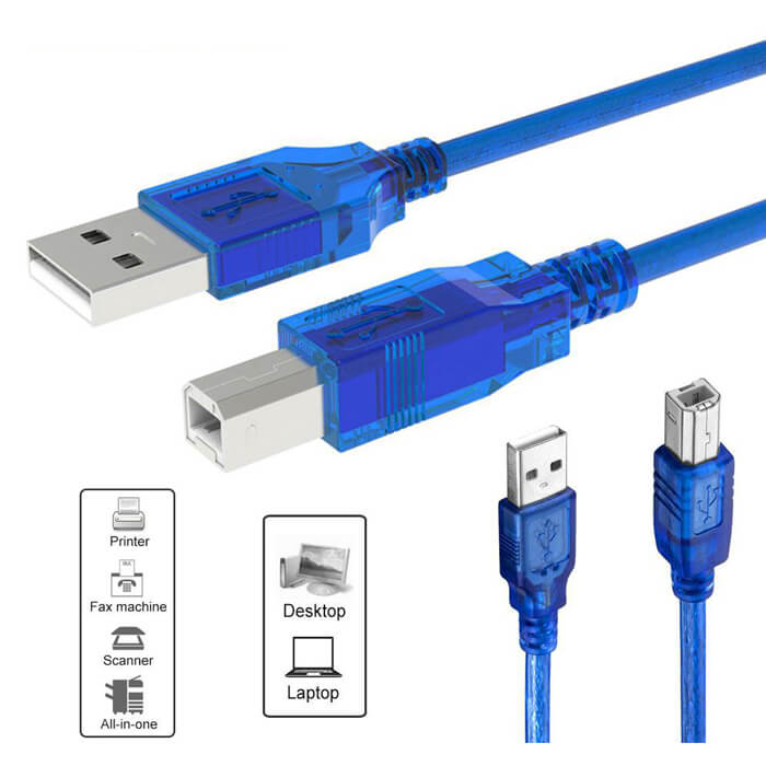 10M Usb Yazıcı Kablosu Kaliteli - Çift Filtreli - Mavi - Usb 2.0