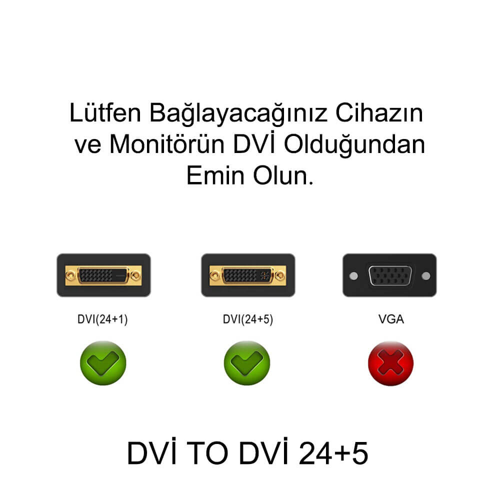 Dvi To Dvi Kablo Çift Filtreli Dvi-I Dual Link 24+5 - 1.8 Metre