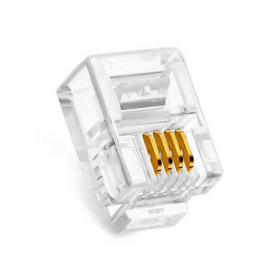 6P4C RJ11 4 Pin Telefon Konnektörü Jak Jack Modüler Fiş