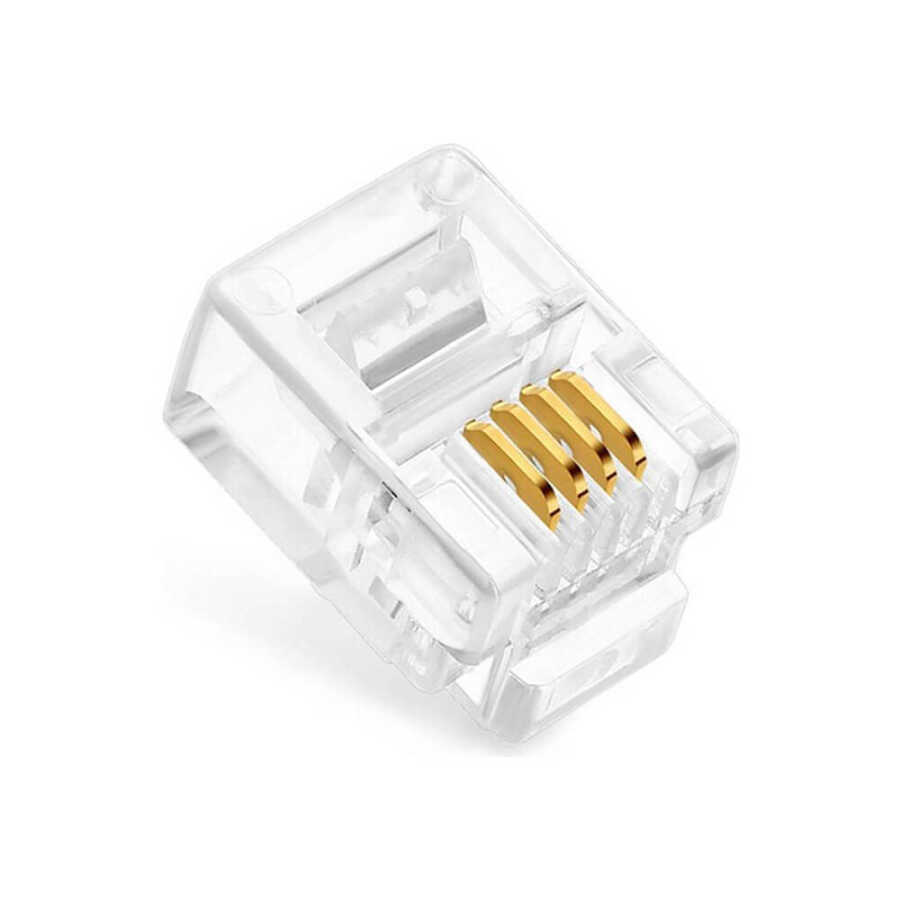6P4C RJ11 4 Pin Telefon Konnektörü Jak Jack Modüler Fiş