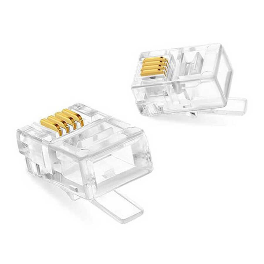 6P4C RJ11 4 Pin Telefon Konnektörü Jak Jack Modüler Fiş