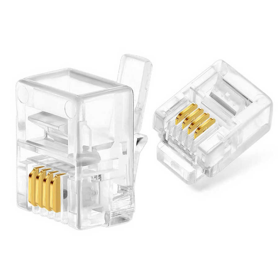 6P4C RJ11 4 Pin Telefon Konnektörü Jak Jack Modüler Fiş