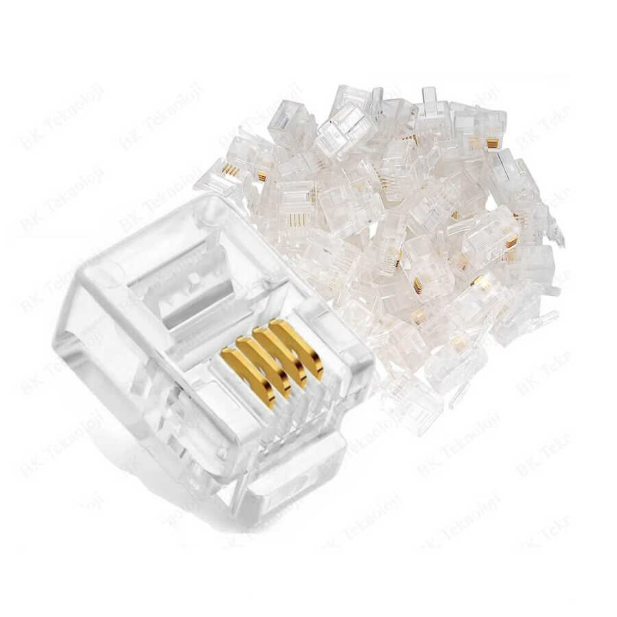 6P4C RJ11 4 Pin Telefon Konnektörü Jak Jack Modüler Fiş
