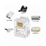 6P4C RJ11 4 Pin Telefon Konnektörü Jak Jack Modüler Fiş