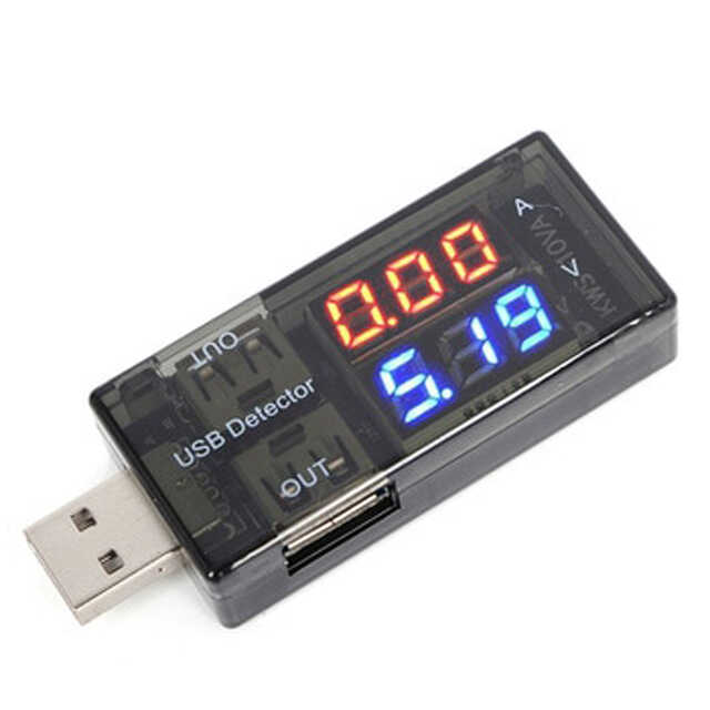 USB Voltmetre - USB Ampermetre - USB Voltaj ve Akım Ölçer - Çift USB Çıkışlı