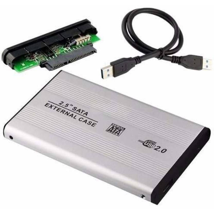 2.5" Usb 2.0 Sata Hdd Harddisk Kutusu Alüminyum Gövde - Harici Hdd Kutu - Gümüş Gri