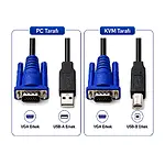 1.5m Usb Kvm Vga Kablosu Switch Bağlanti Kablosu - E/E