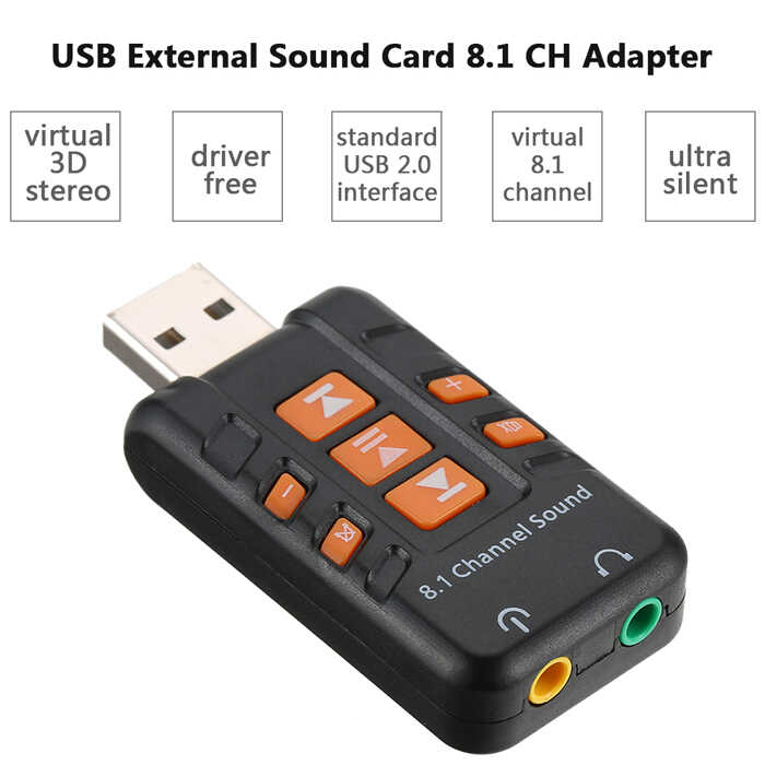 8.1 USB Ses Kartı Virtual Sound 3D - Usb Harici Ses Kartı Chipli Versiyon