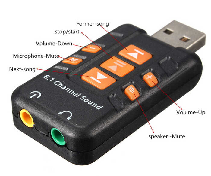 8.1 USB Ses Kartı Virtual Sound 3D - Usb Harici Ses Kartı Chipli Versiyon