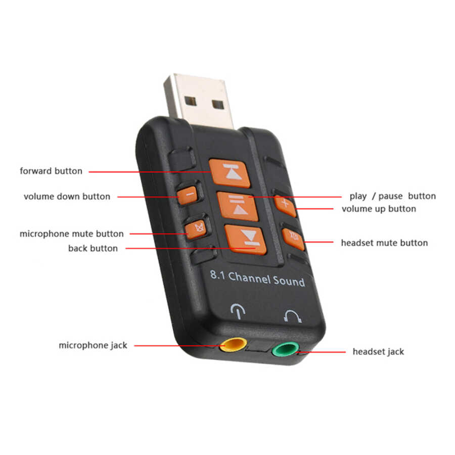 8.1 USB Ses Kartı Virtual Sound 3D - Usb Harici Ses Kartı Chipli Versiyon