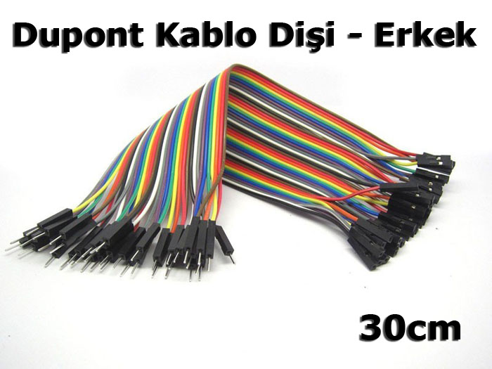 Jumper 40 Pin 30Cm Dişi - Erkek Dupont Kablo Breadboard Kablo