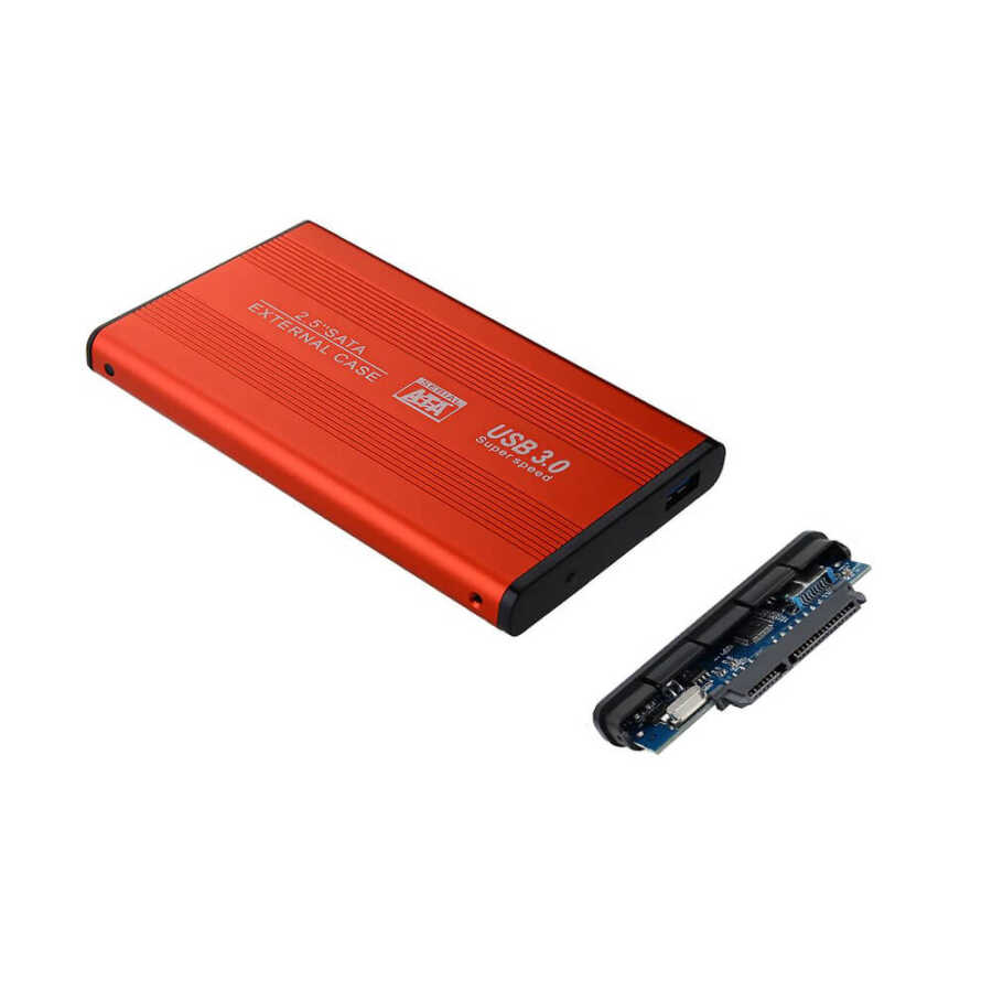 2.5 inç Usb 3.0 Sata Hdd Ssd Kutu Usb 3.0 Hardisk Kutusu Metal Gövde Harici Kutu - Kırmızı