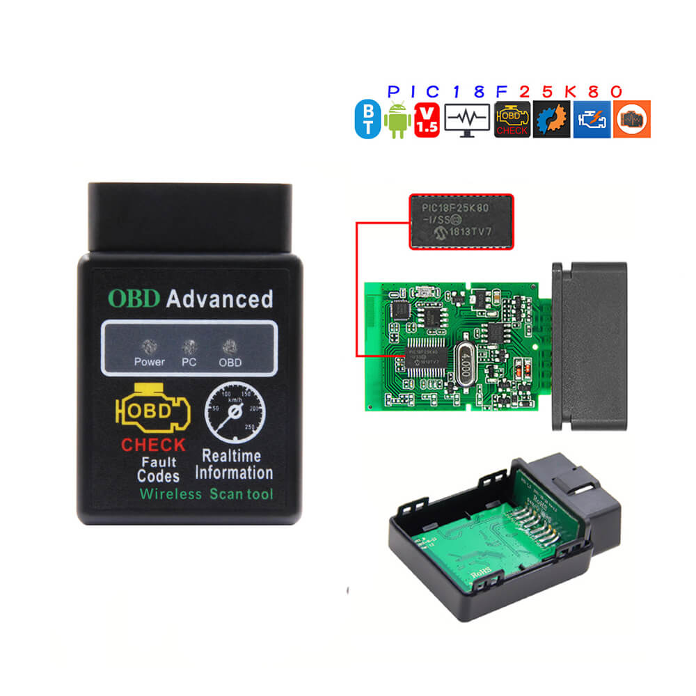 ELM327 OBD2 V1.5 Pic18f25k80 Bluetooth Araç Arıza Tespit Cihazı